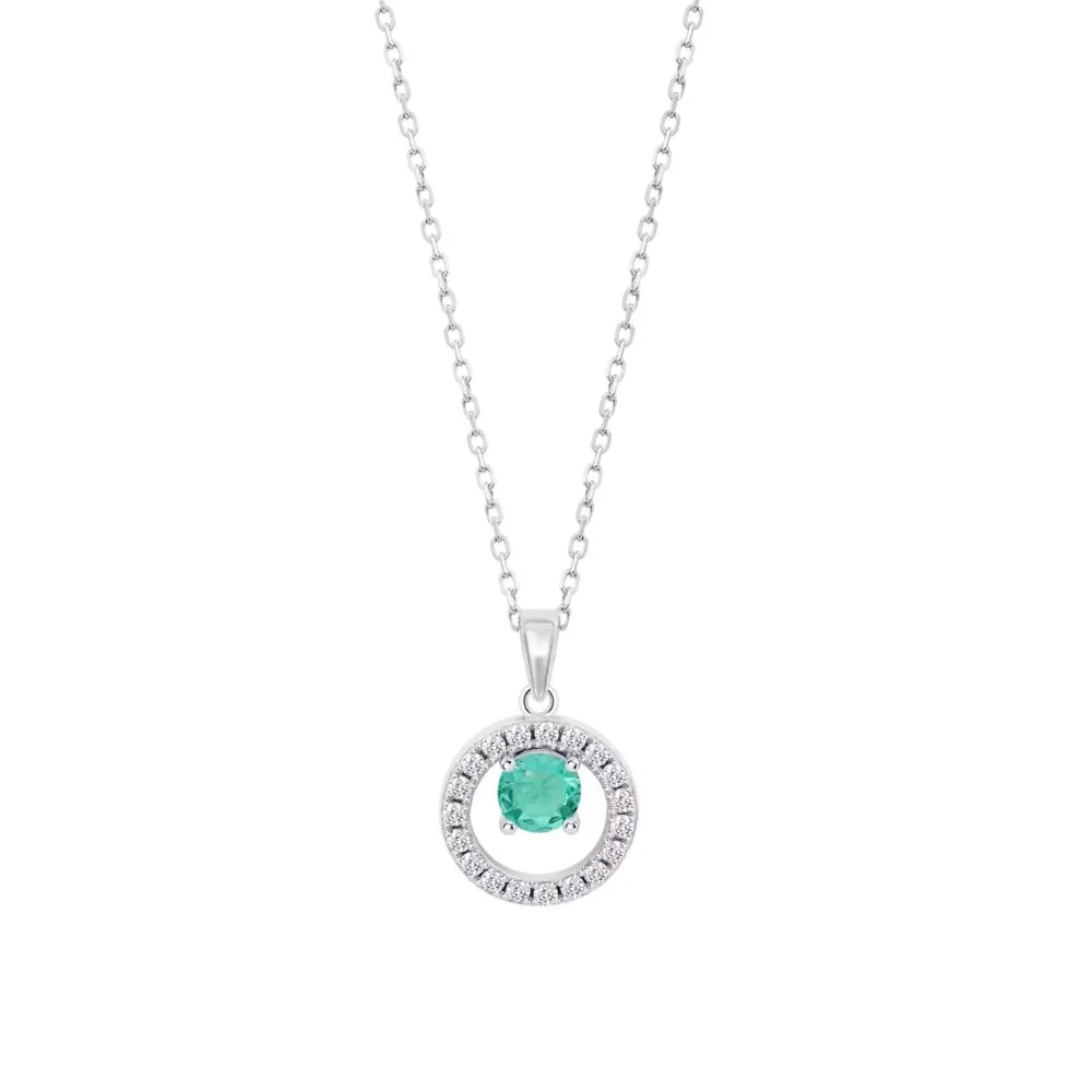 Colier din argint cu Cubic Zirconia Incolor, Cubic Zirconia Verde