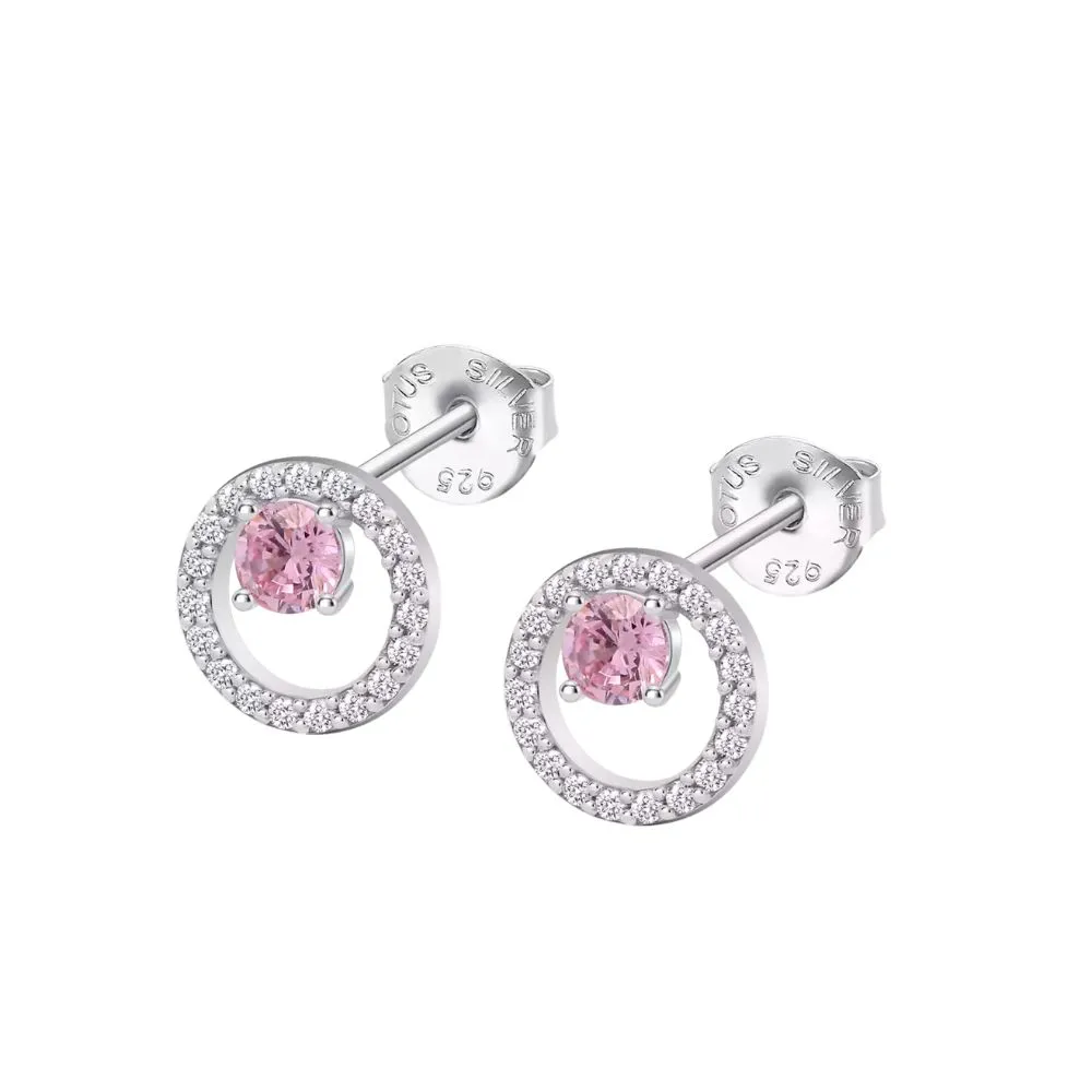 Cercei Pusete din argint cu Cubic Zirconia Incolor, Cubic Zirconia Roz