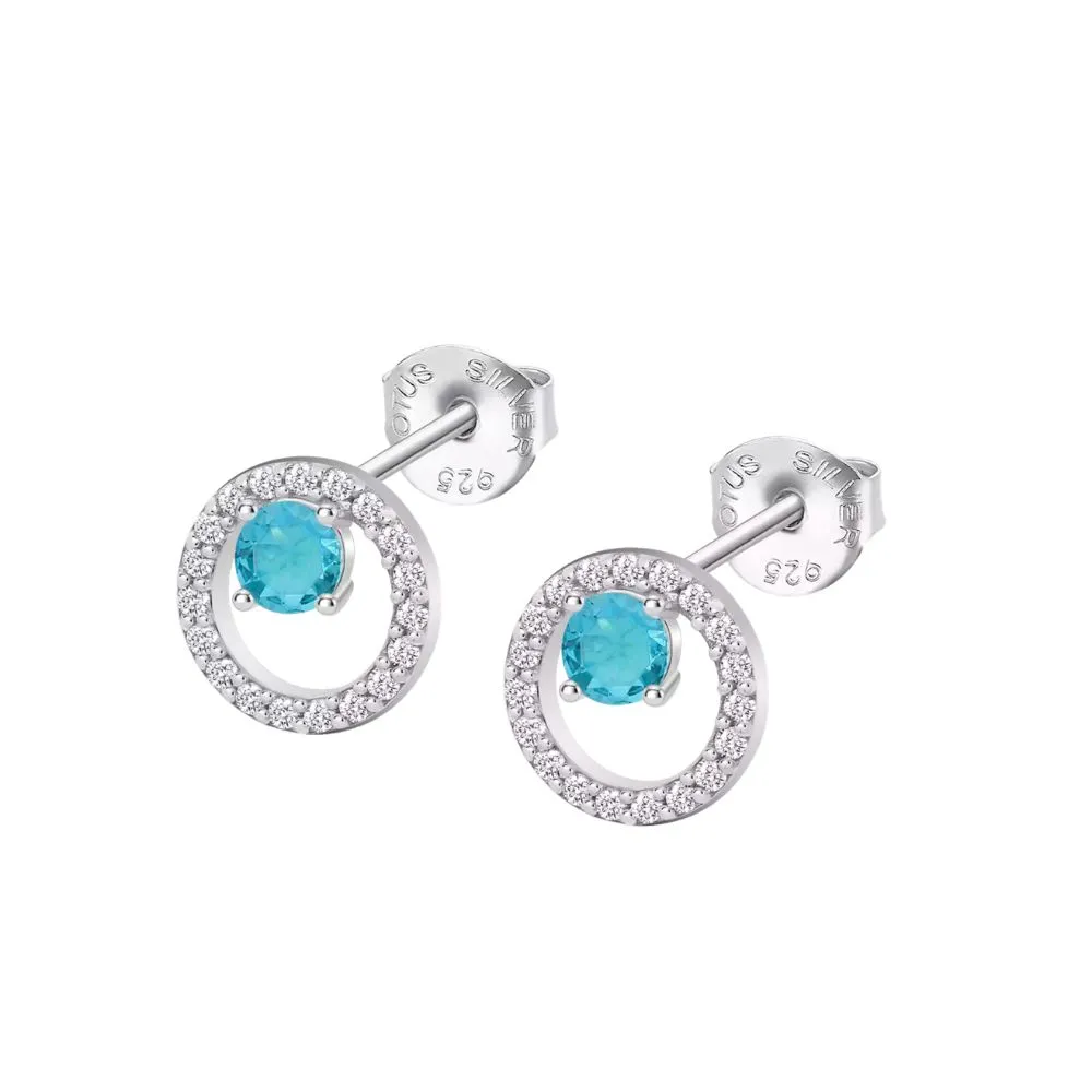 Cercei Pusete din argint cu Cubic Zirconia Incolor, Cubic Zirconia Albastru