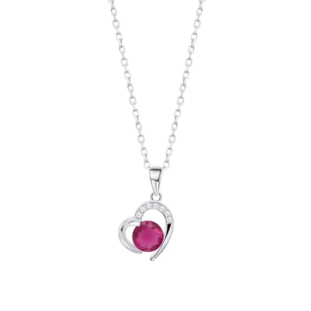 Colier din argint cu Cubic Zirconia Incolor, Cubic Zirconia Rosu