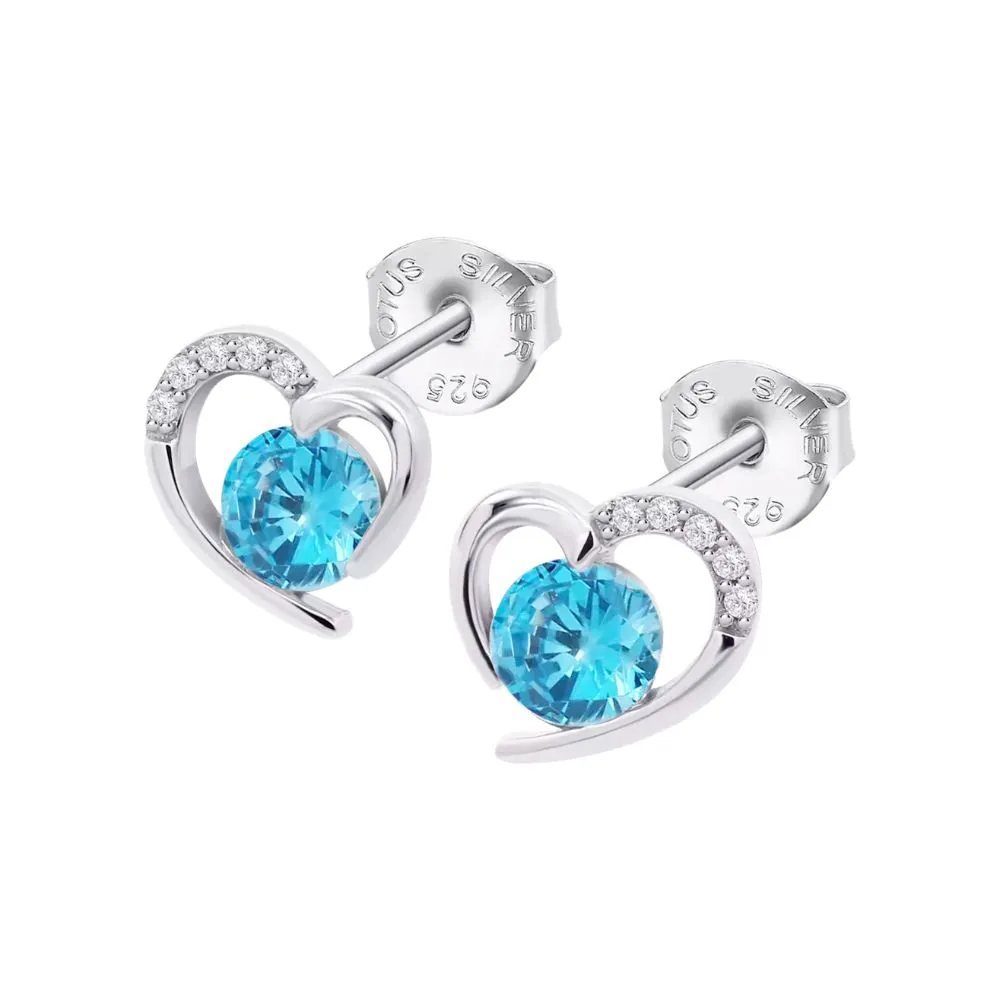Cercei Pusete din argint cu Cubic Zirconia Incolor, Cubic Zirconia Albastru