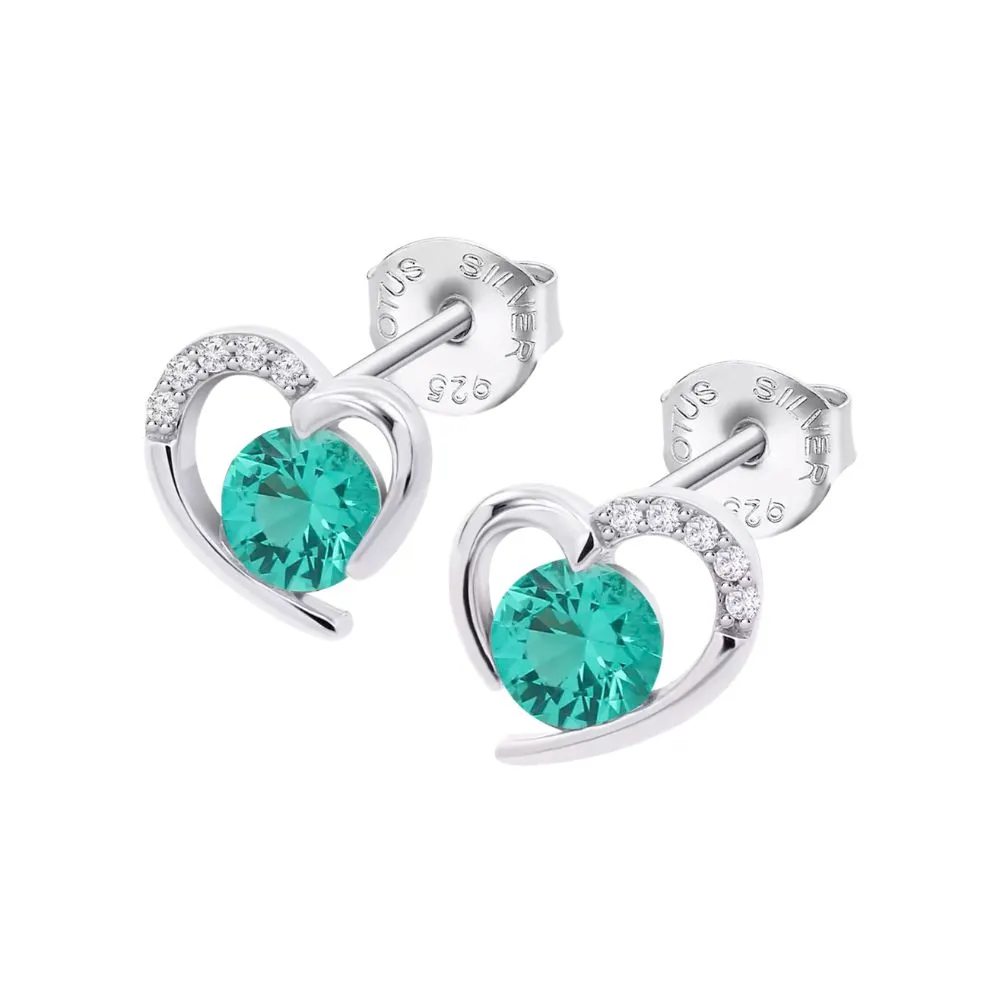 Cercei Pusete din argint cu Cubic Zirconia Incolor, Cubic Zirconia Verde