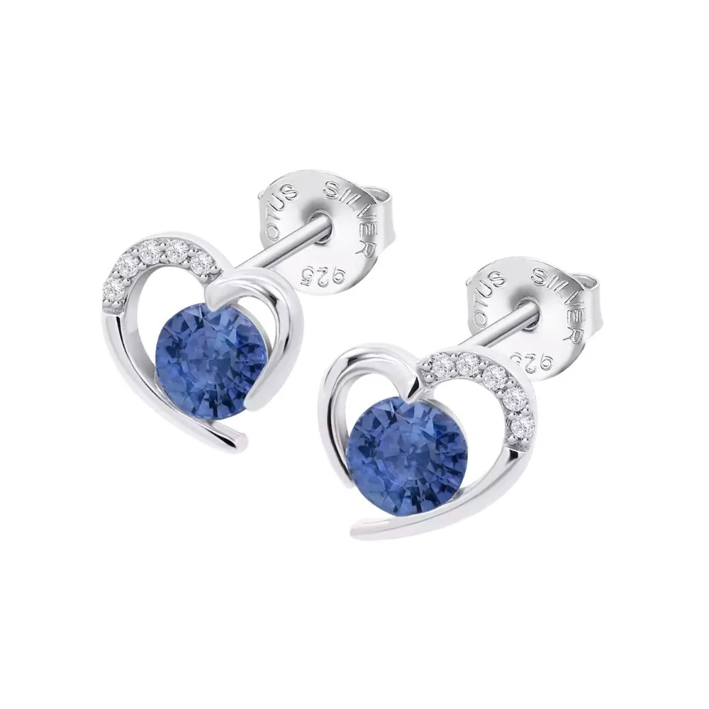 Cercei Pusete din argint cu Cubic Zirconia Incolor, Cubic Zirconia Albastru Safir