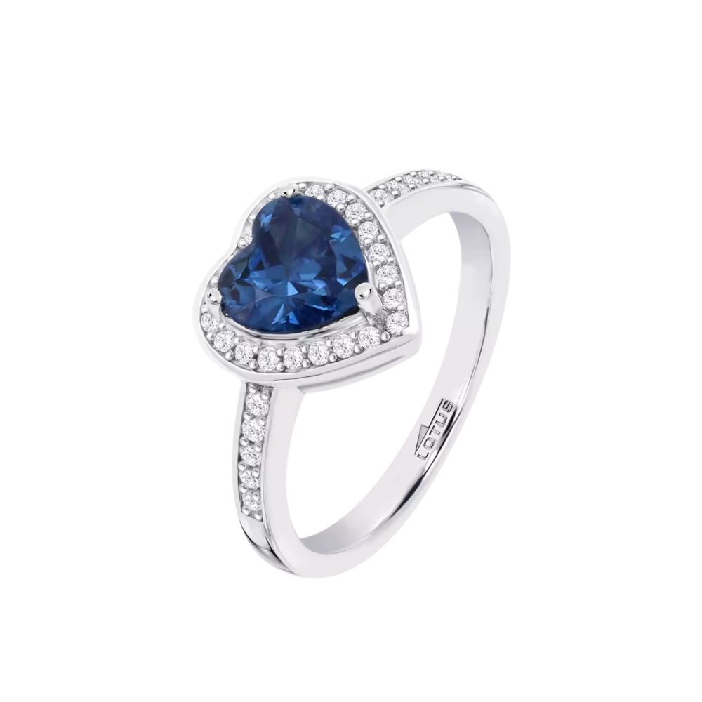 Inel din argint cu Cubic Zirconia Incolor, Cubic Zirconia Albastru Safir