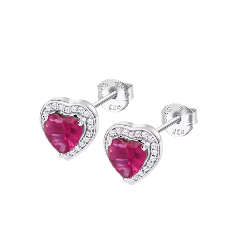 Cercei Pusete din argint cu Cubic Zirconia Incolor, Cubic Zirconia Rosu