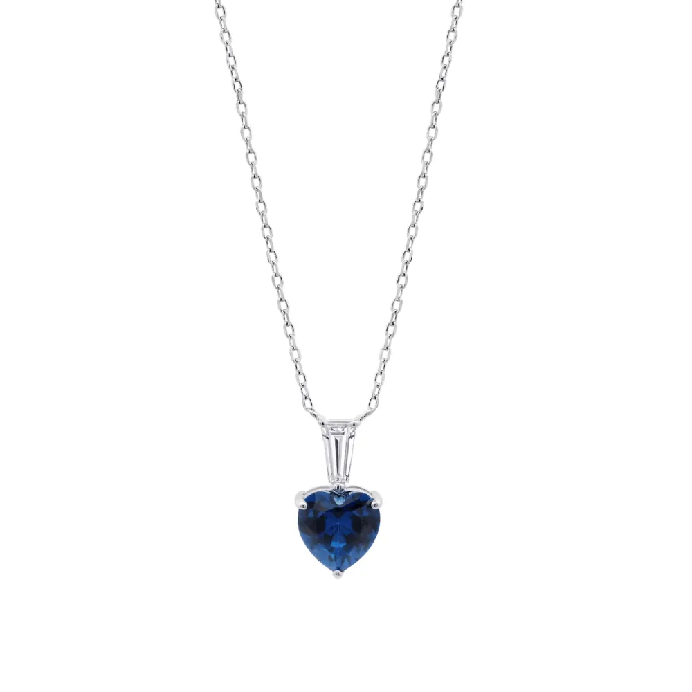 Colier din argint cu Cubic Zirconia Incolor, Cubic Zirconia Albastru Safir