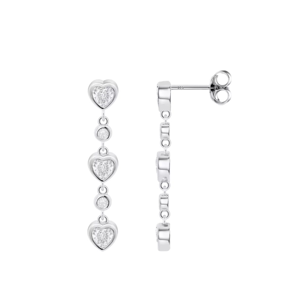 Cercei Pusete din argint  cu pietre Cubic Zirconia Incolor