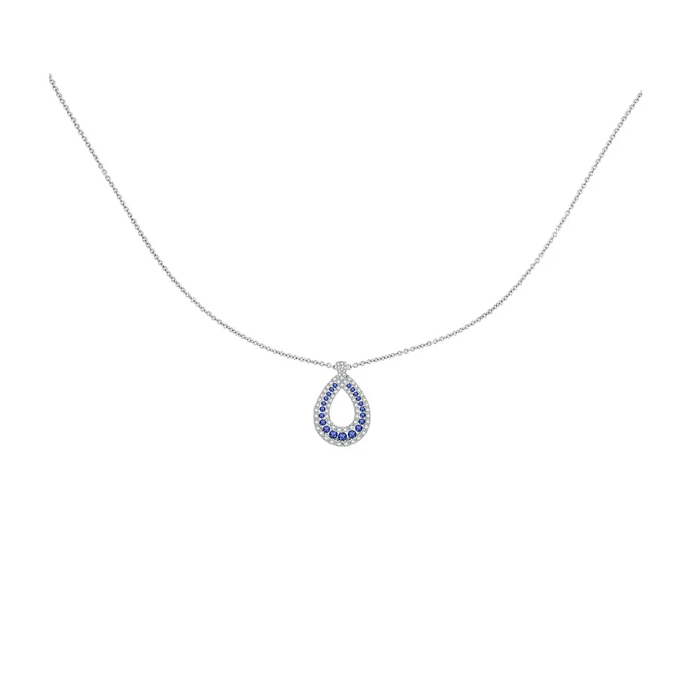 Colier din aur alb cu Diamant, Safir
