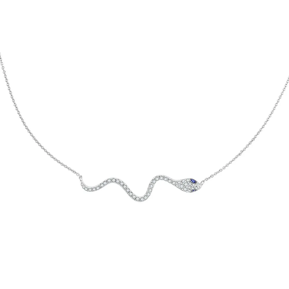 Colier din aur alb cu Diamant, Safir