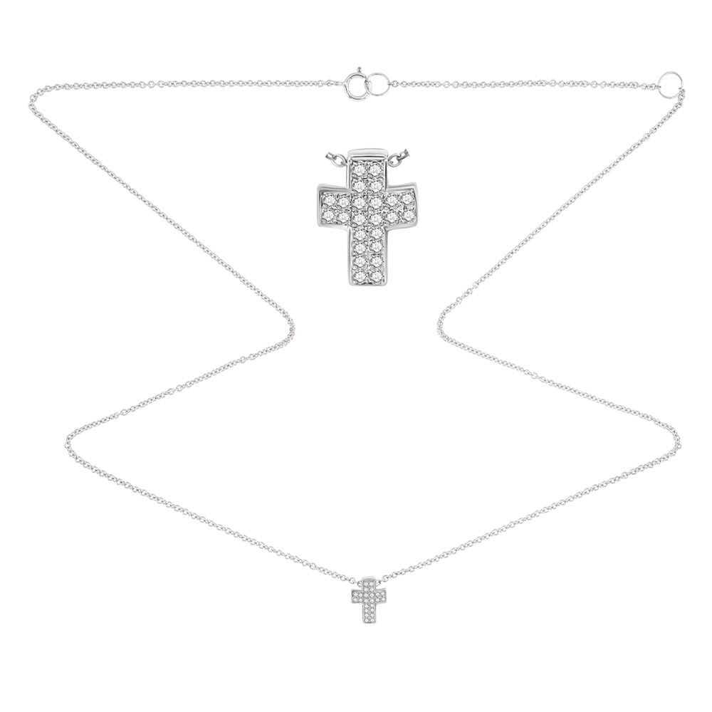 Colier din aur alb cu pietre Diamant