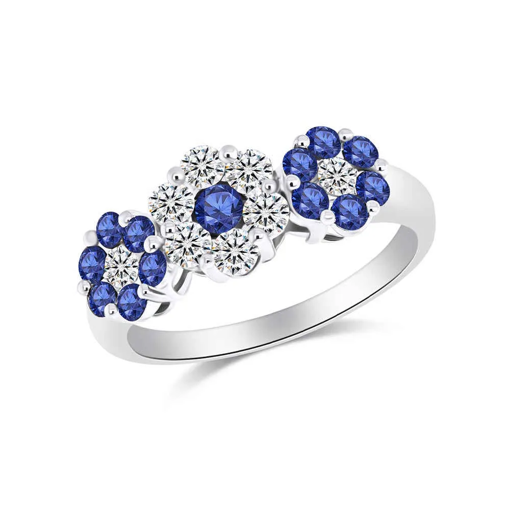 Inel din aur alb cu Diamant, Safir
