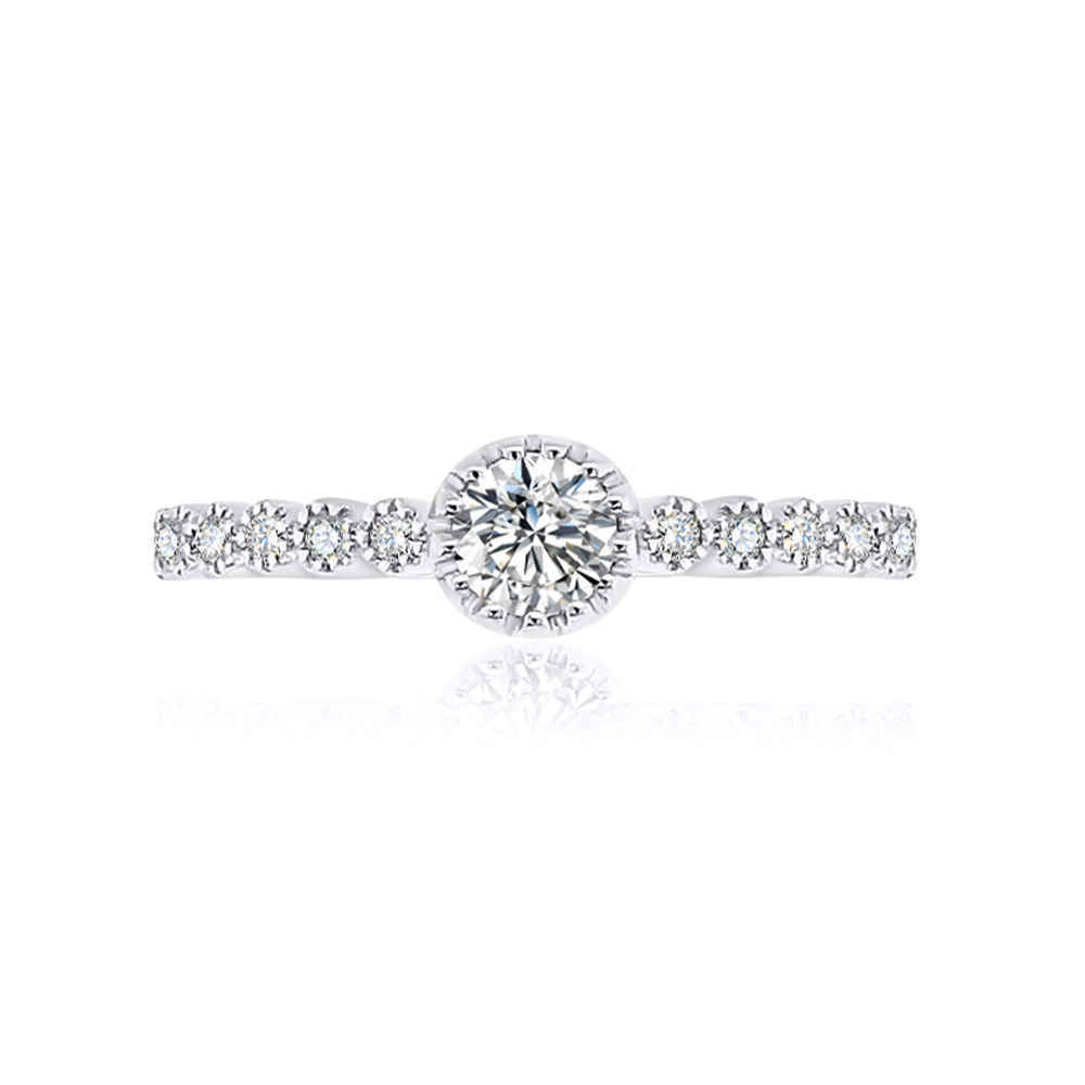 Inel din aur alb cu pietre Diamant