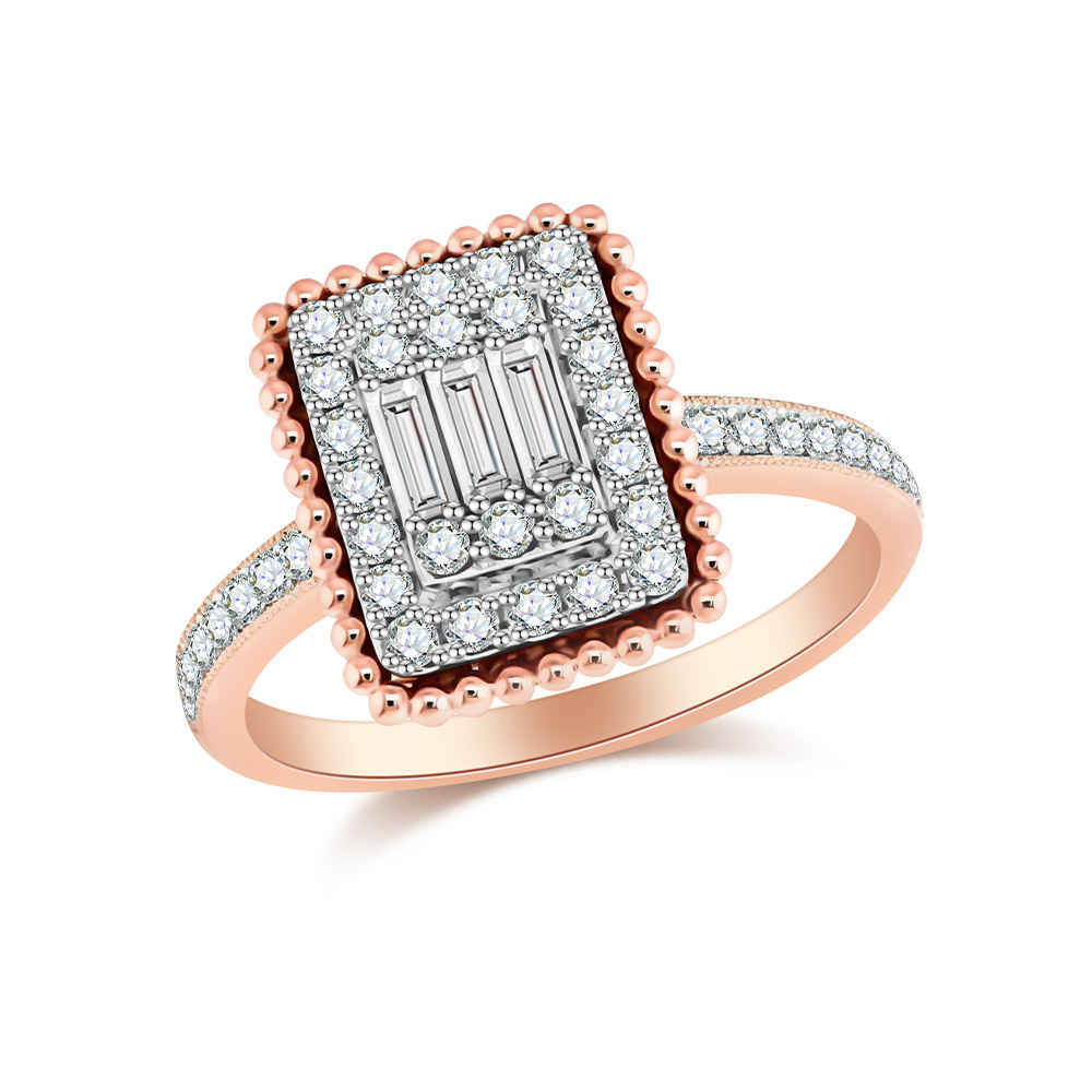 Inel din aur roșu cu pietre Diamant