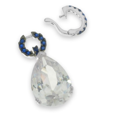 Pandantiv din argint  cu pietre Cubic Zirconia Incolor, Cubic Zirconia Albastru Safir