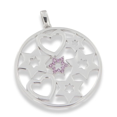 Pandantiv din argint  cu pietre Cubic Zirconia Roz