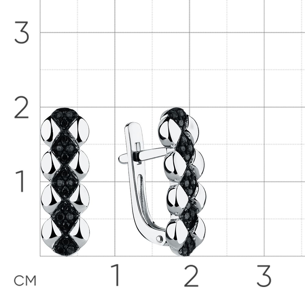Cercei din aur alb cu pietre Diamant negru