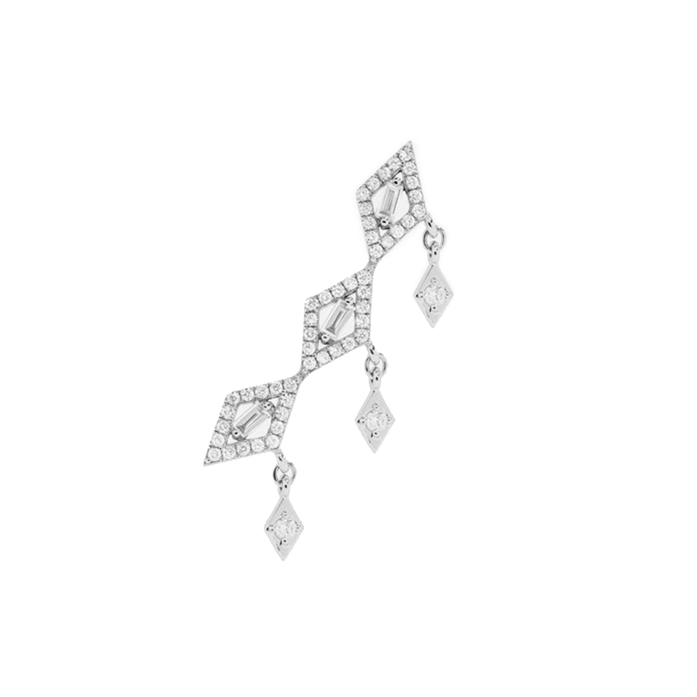 Cercel din aur alb cu pietre Diamant