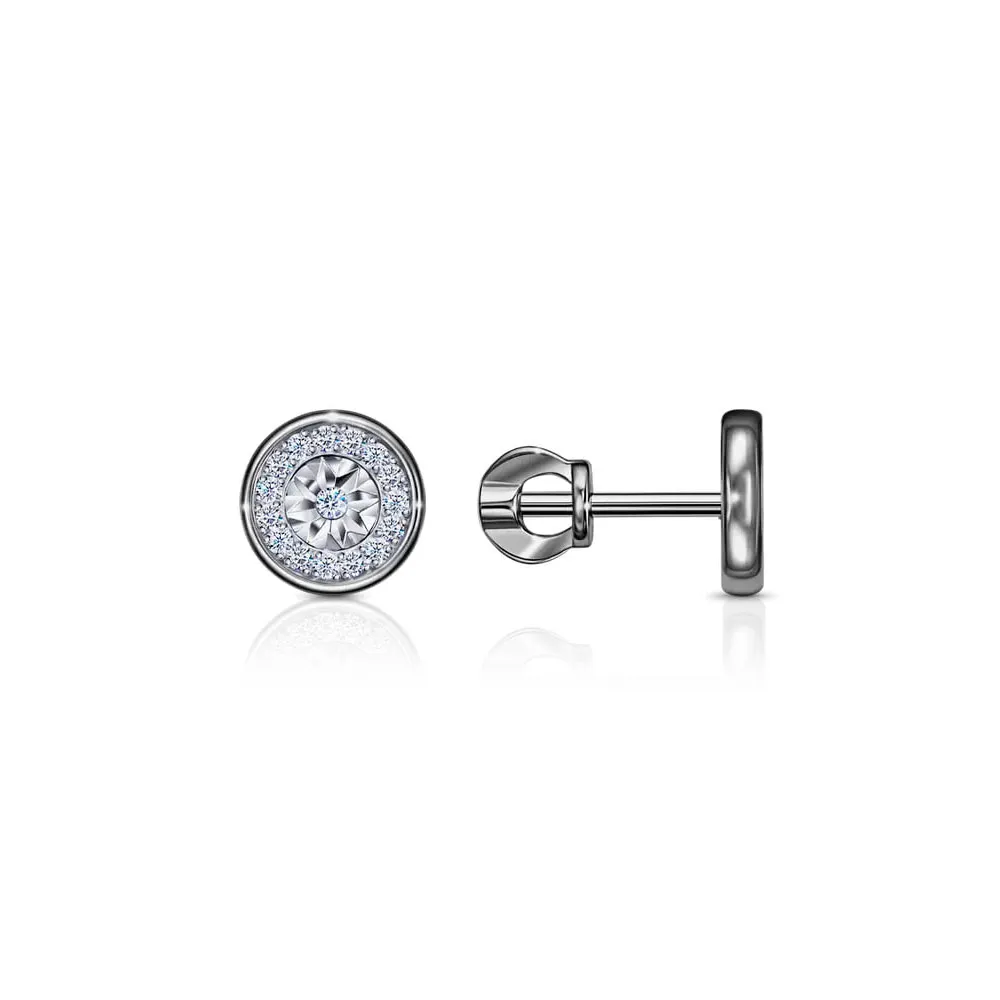 Cercei Pusete din aur alb cu Cubic Zirconia Incolor