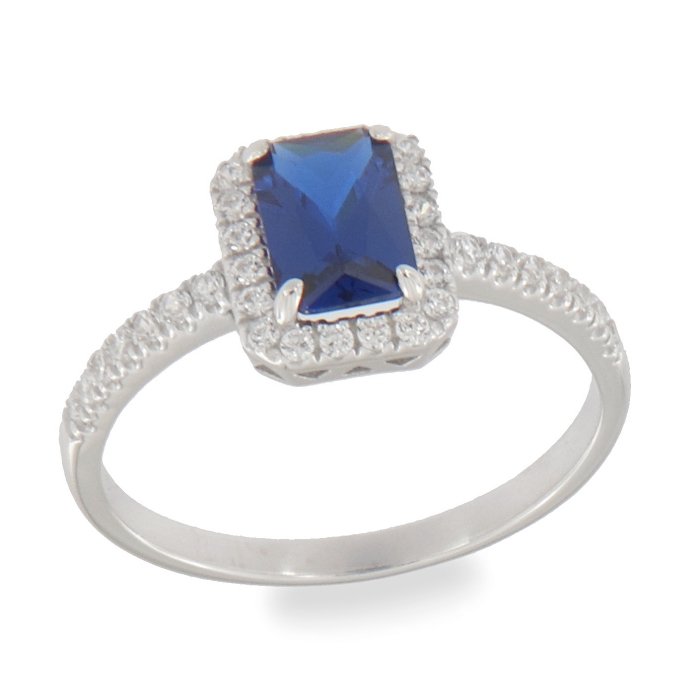 Inel din argint  cu pietre Cubic zirconia, Corindon