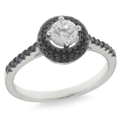 Inel din argint  cu pietre Cubic Zirconia Incolor, Cubic Zirconia Negru
