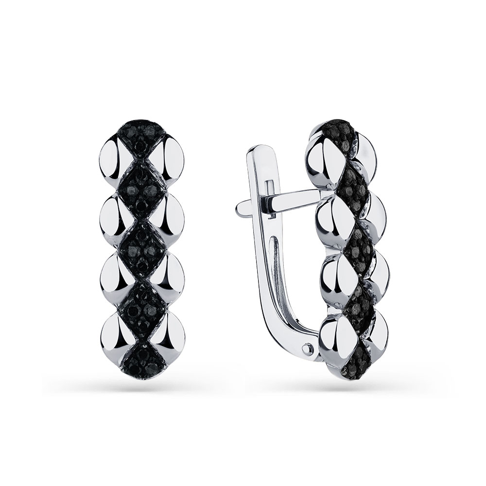 Cercei din aur alb cu pietre Diamant negru