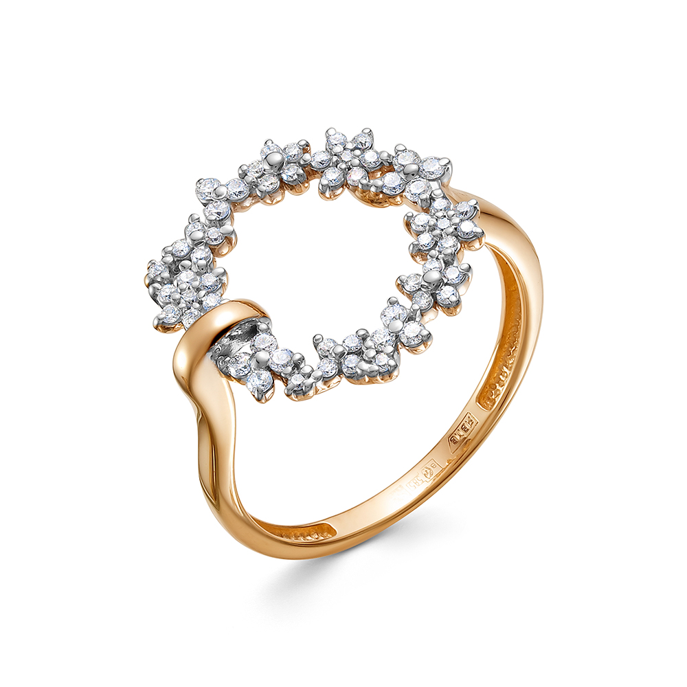 Кольцо из красного золота с камнями Бриллиант