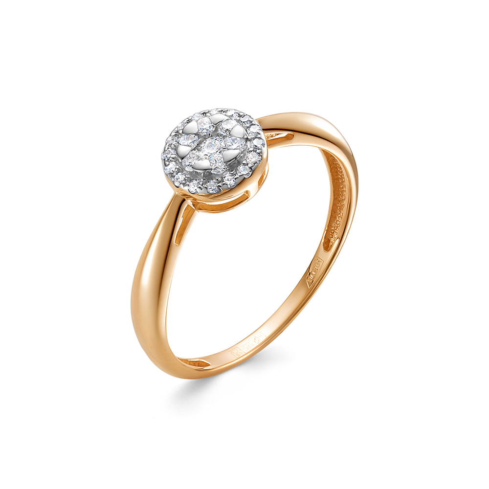 Кольцо из красного золота с камнями Бриллиант