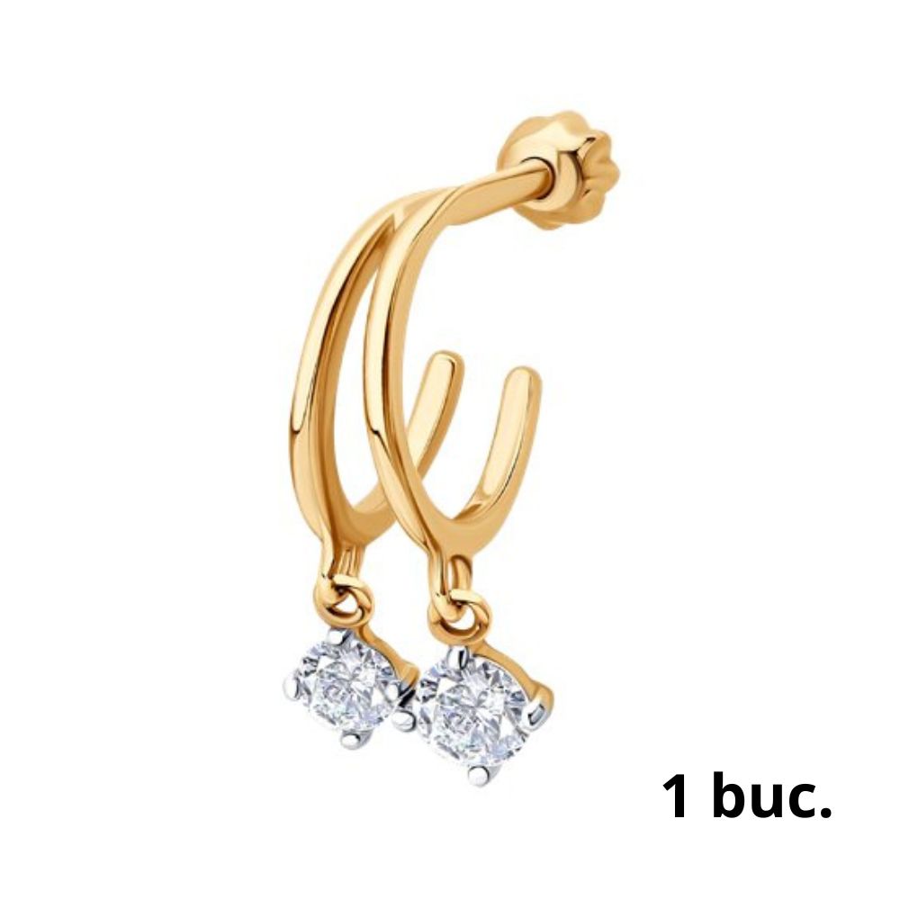 Cercel din aur roșu cu pietre Cubic Zirconia Incolor