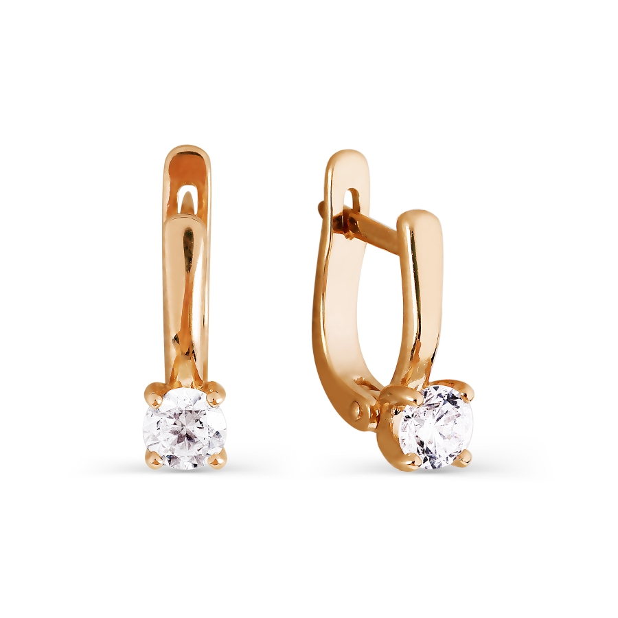 Cercei p-u copii din aur roșu cu pietre Cubic Zirconia Incolor