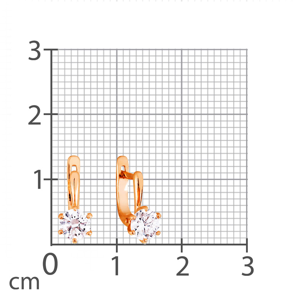 Cercei p-u copii din aur roșu cu pietre Cubic Zirconia Incolor
