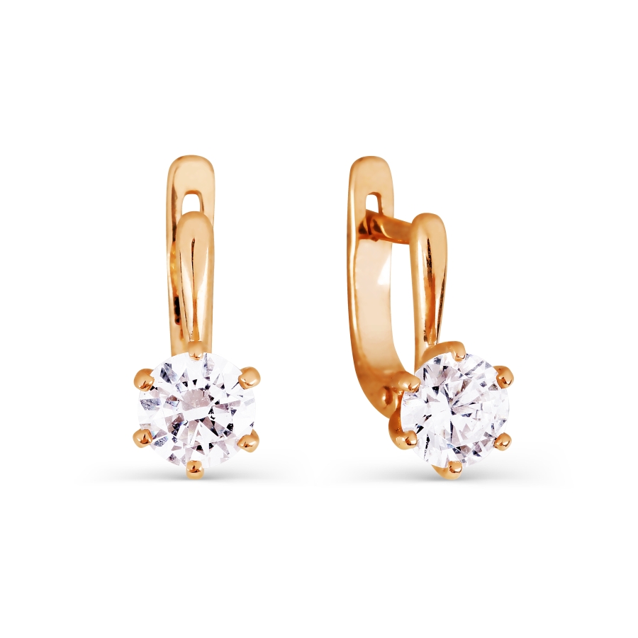 Cercei p-u copii din aur roșu cu pietre Cubic Zirconia Incolor