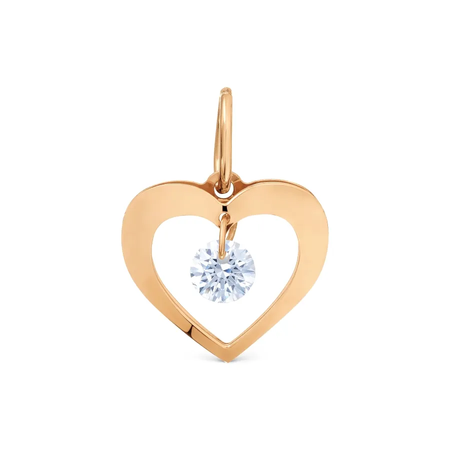 Pandantiv din aur roșu cu Cubic Zirconia Incolor