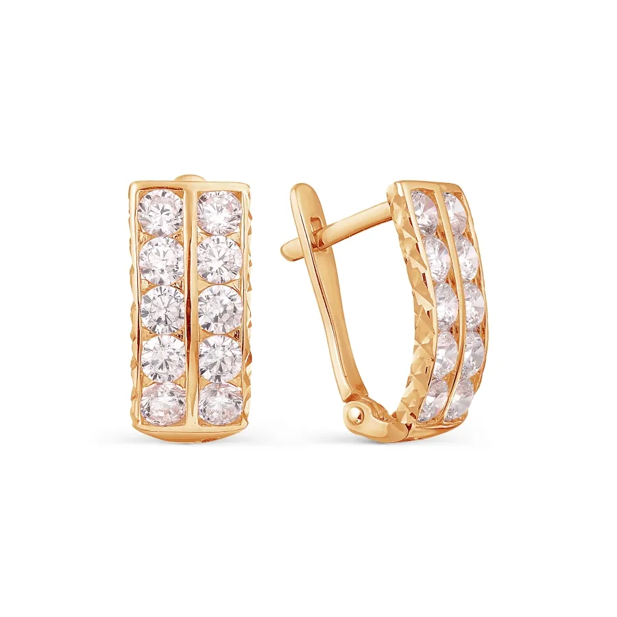 Cercei din aur roșu cu Cubic Zirconia Incolor