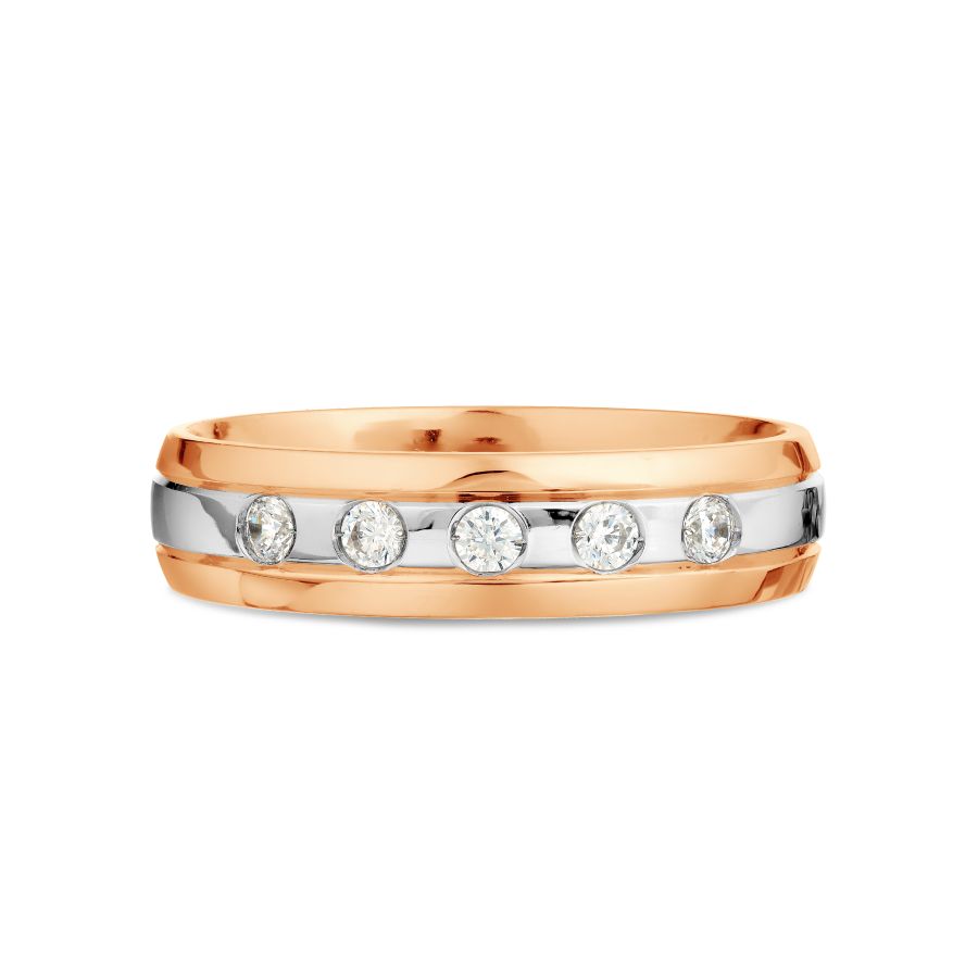 Verighetă din aur alb și roșu cu pietre Cubic Zirconia Incolor