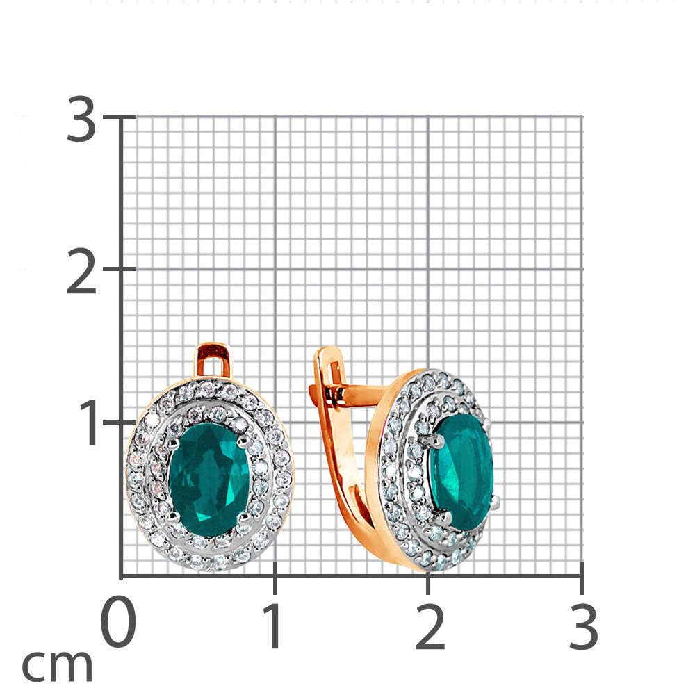 Cercei din aur roșu cu pietre Diamant, Smarald