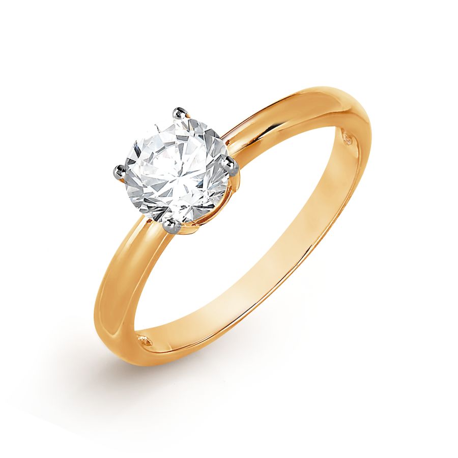 Кольцо из красного золота с камнями Swarovski