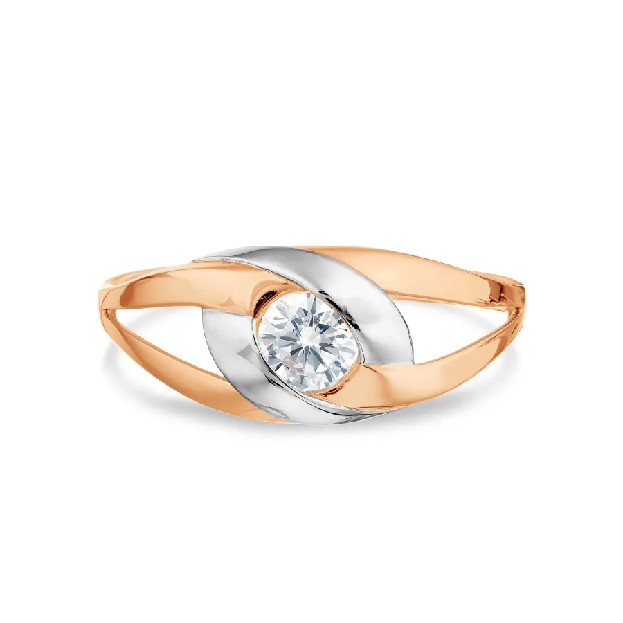 Inel din aur roșu cu Cubic Zirconia Incolor
