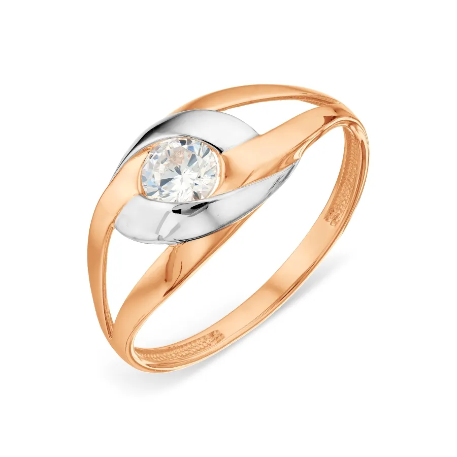 Inel din aur roșu cu Cubic Zirconia Incolor