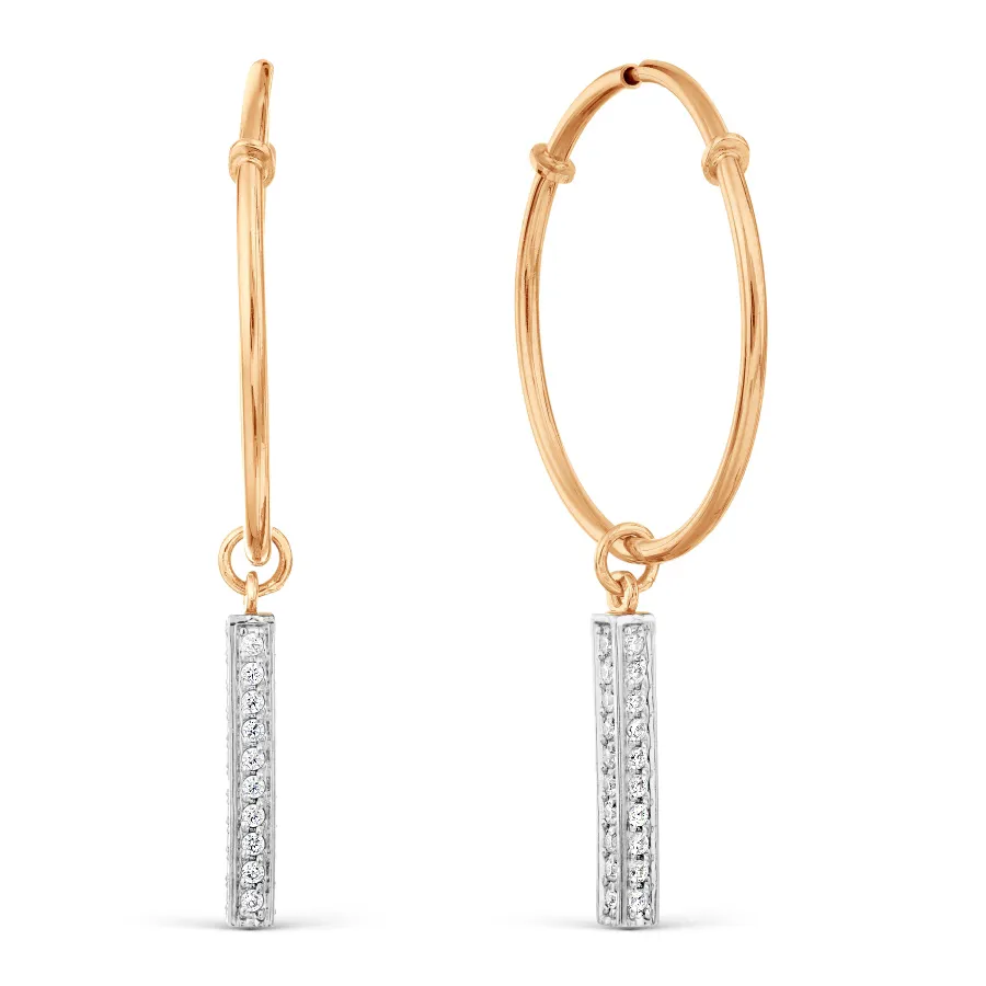 Cercei Creole din aur roșu cu Cubic Zirconia Incolor