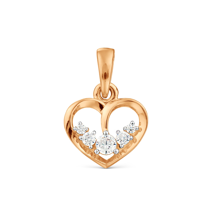 Pandantiv din aur roșu cu pietre Cubic Zirconia Incolor