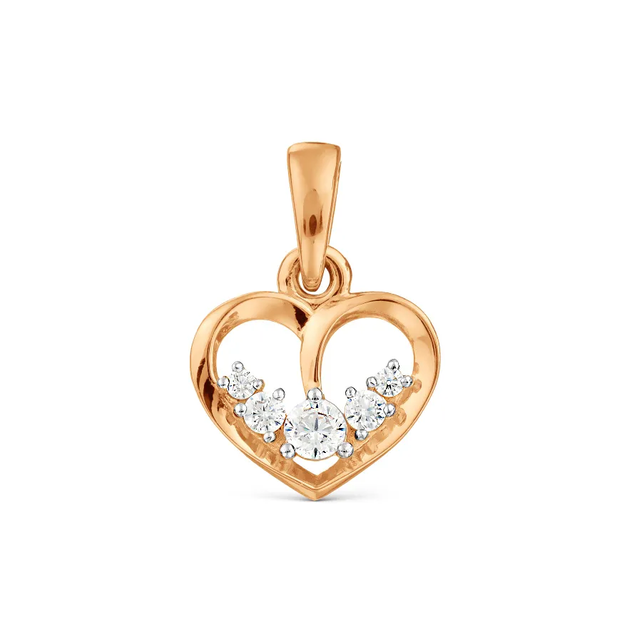Pandantiv din aur roșu cu Cubic Zirconia Incolor