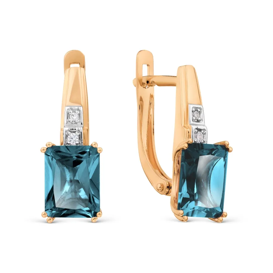 Cercei din aur roșu cu Cubic Zirconia Incolor, Topaz London