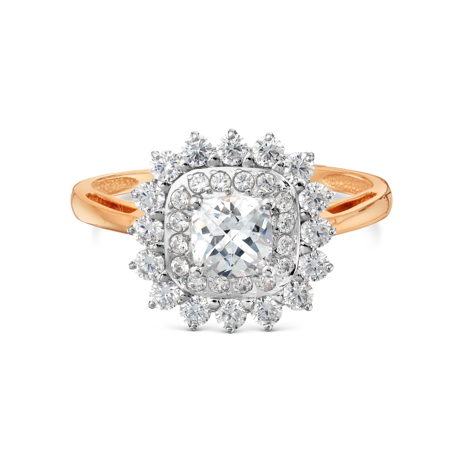 Кольцо из красного золота с камнями Swarovski