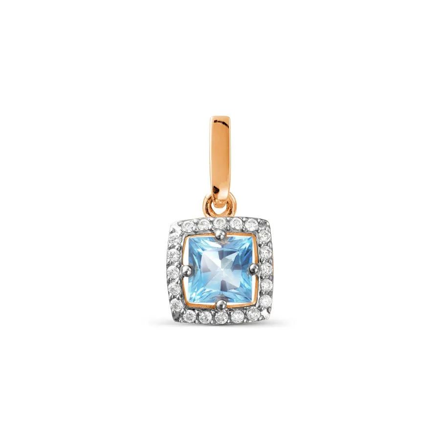 Pandantiv din aur roșu cu Cubic Zirconia Incolor, Topaz