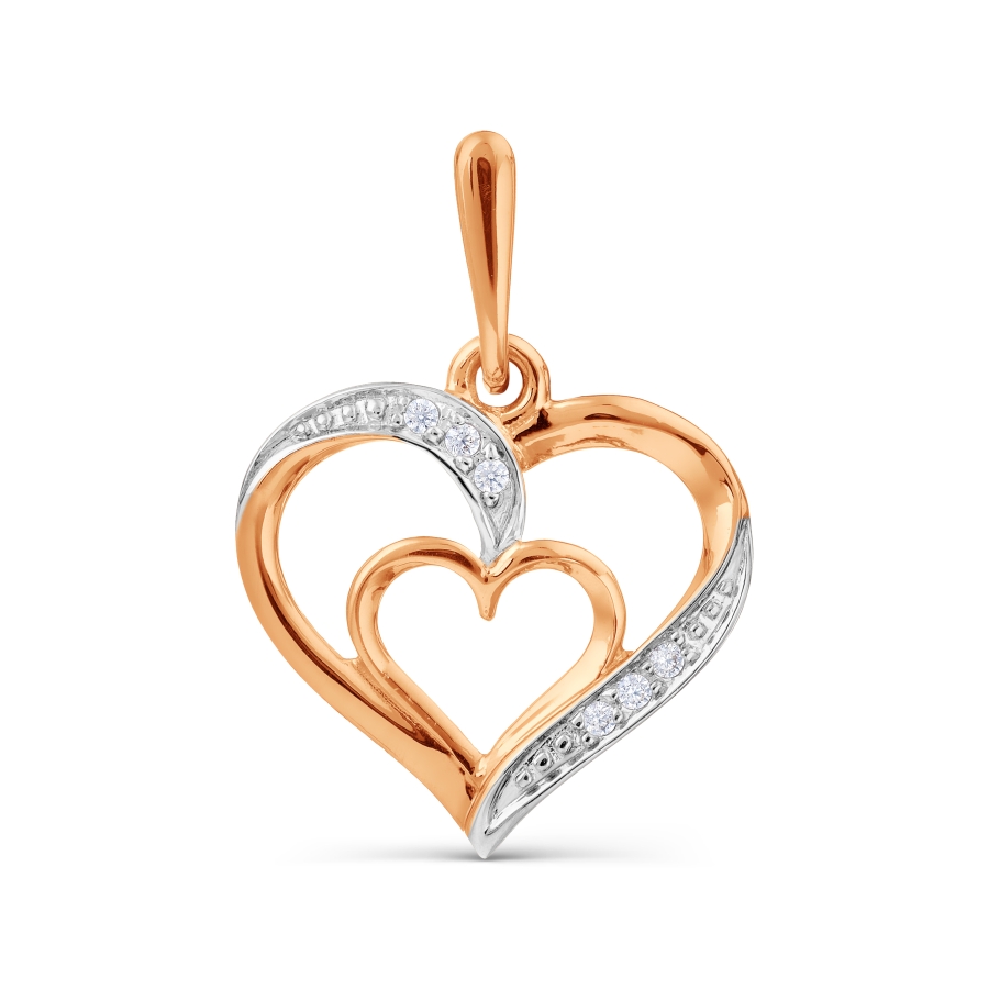 Pandantiv din aur roșu cu pietre Cubic Zirconia Incolor