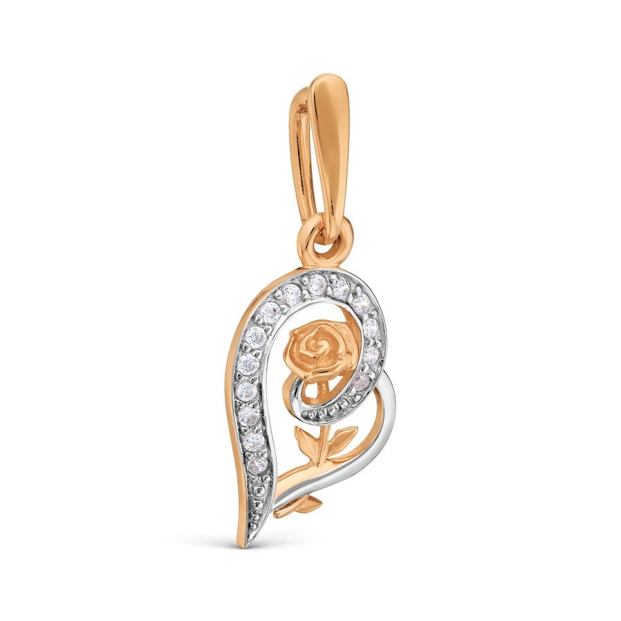 Pandantiv din aur roșu cu pietre Cubic Zirconia Incolor