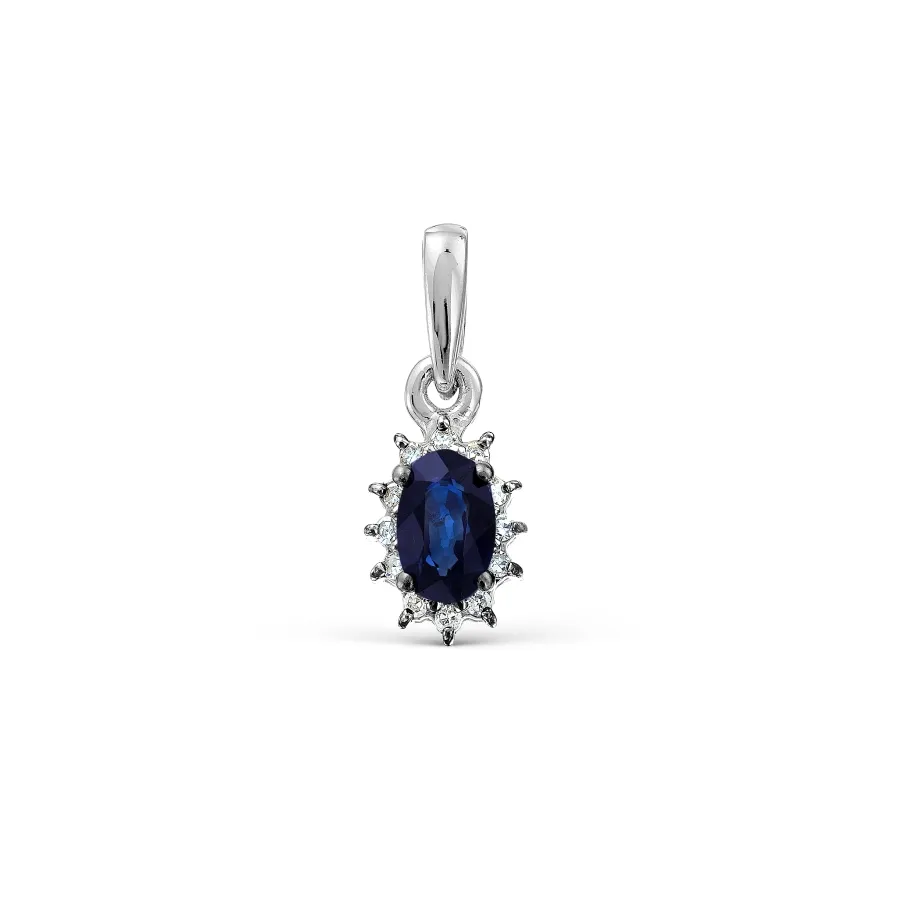 Pandantiv din aur alb cu Diamant, Safir