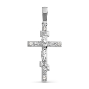 Cruce din aur alb cu pietre Cubic Zirconia Incolor