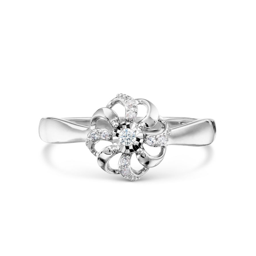 Inel din aur alb cu pietre Diamant