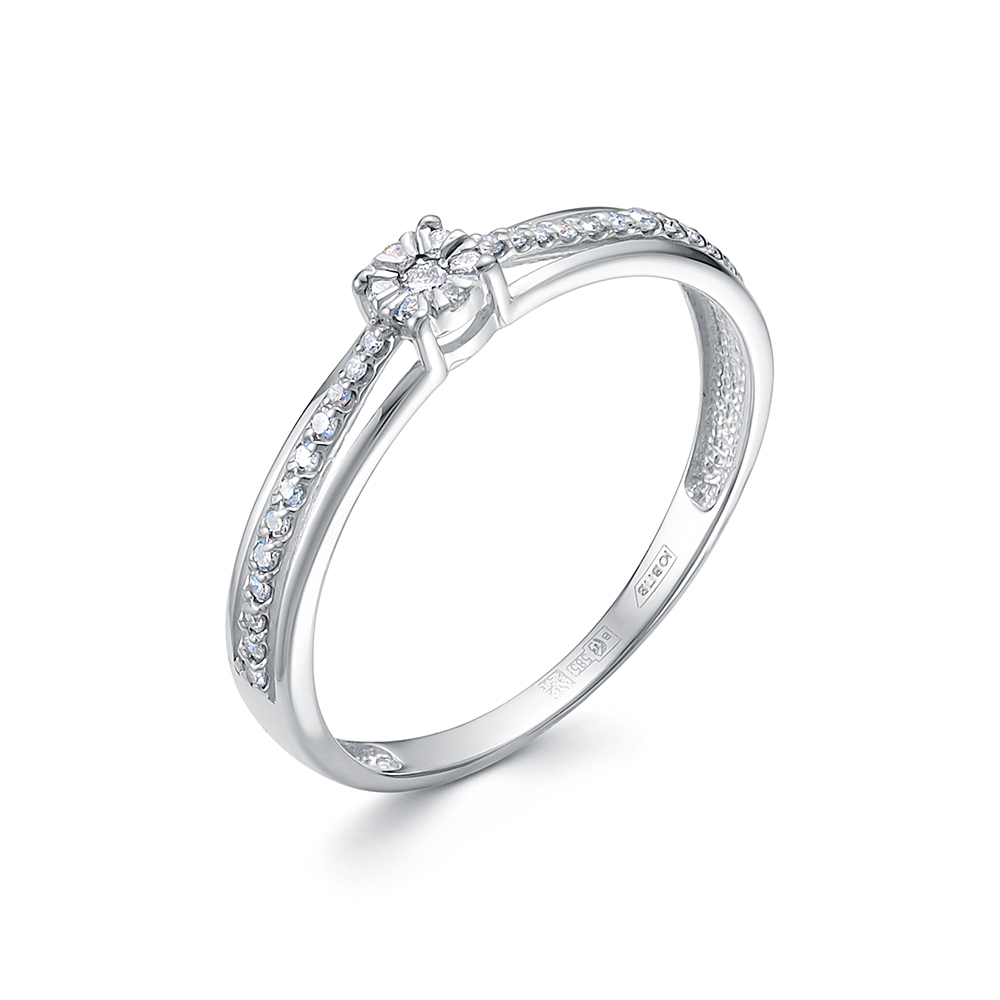 Кольцо из белого золота с камнями Бриллиант